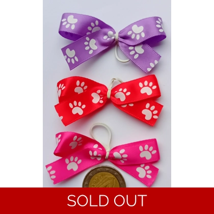 Medium White Paw Print Dog Bow, Qty 100